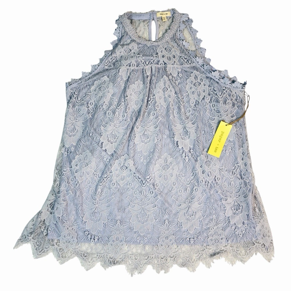 Paper + Tee Lavender Fairy Lace Flowy  Sleeveless Top Summer Vacation Preppy 2XL